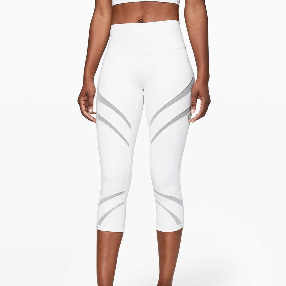 Lululemon White Wunder Under High-Rise Crop 21" *Mesh